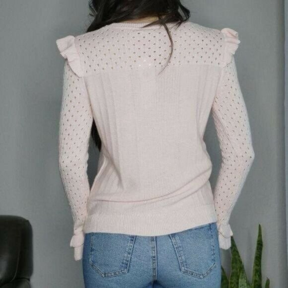 One Grey Day Light Pink Long Sleeve Sweater Size M $198 - Picture 3 of 8